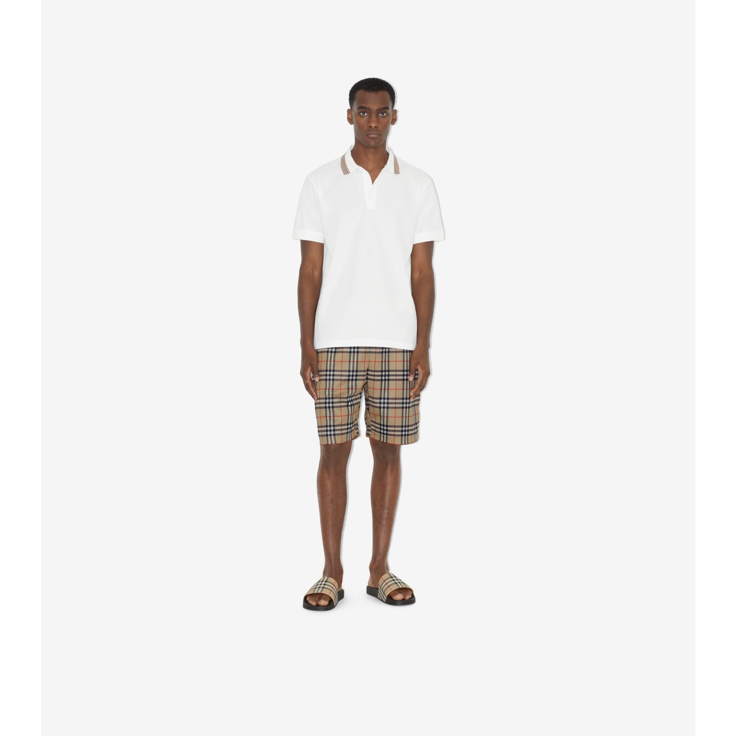mens white burberry polo