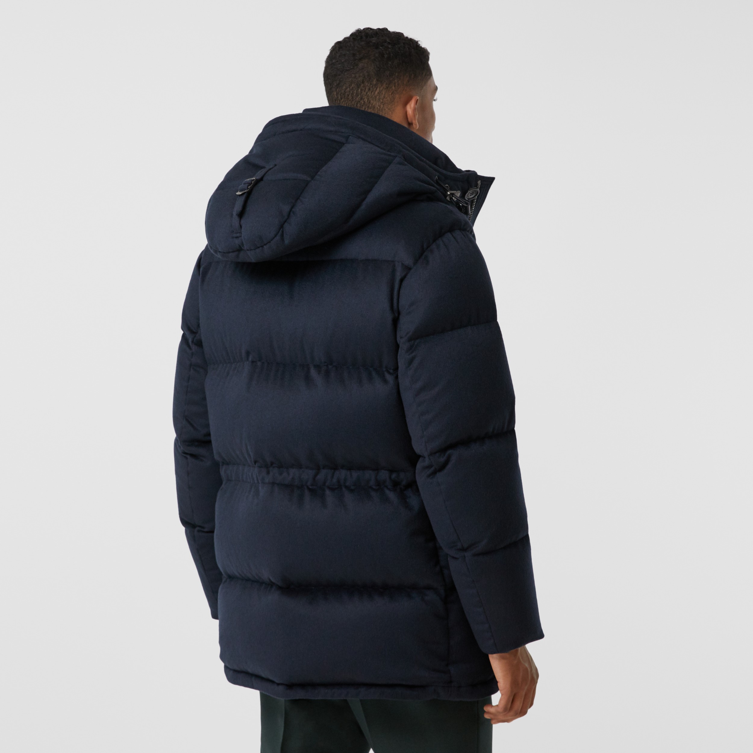 Cashmere Hooded Puffer Coat in Navy - Men | Burberry United States