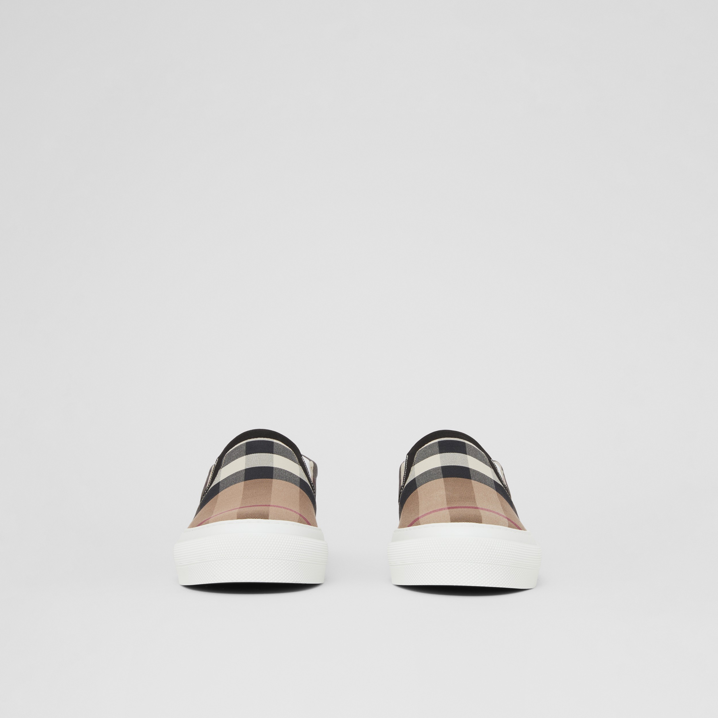 Check Cotton Sneakers in Birch Brown - Men | Burberry® Official - 3