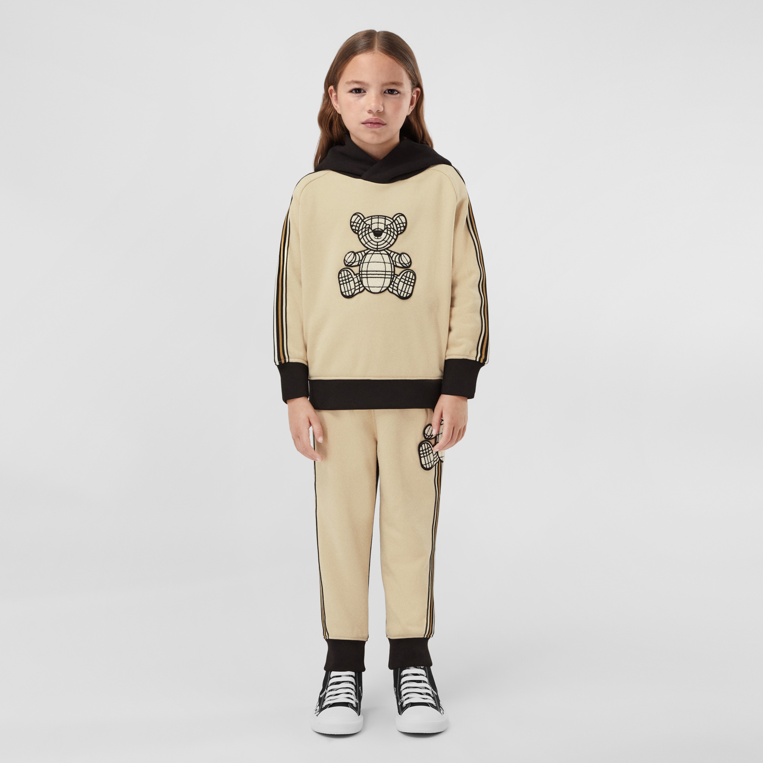 Thomas Bear Appliqué Two-tone Cotton Hoodie in Almond Beige | Burberry® Official - 3