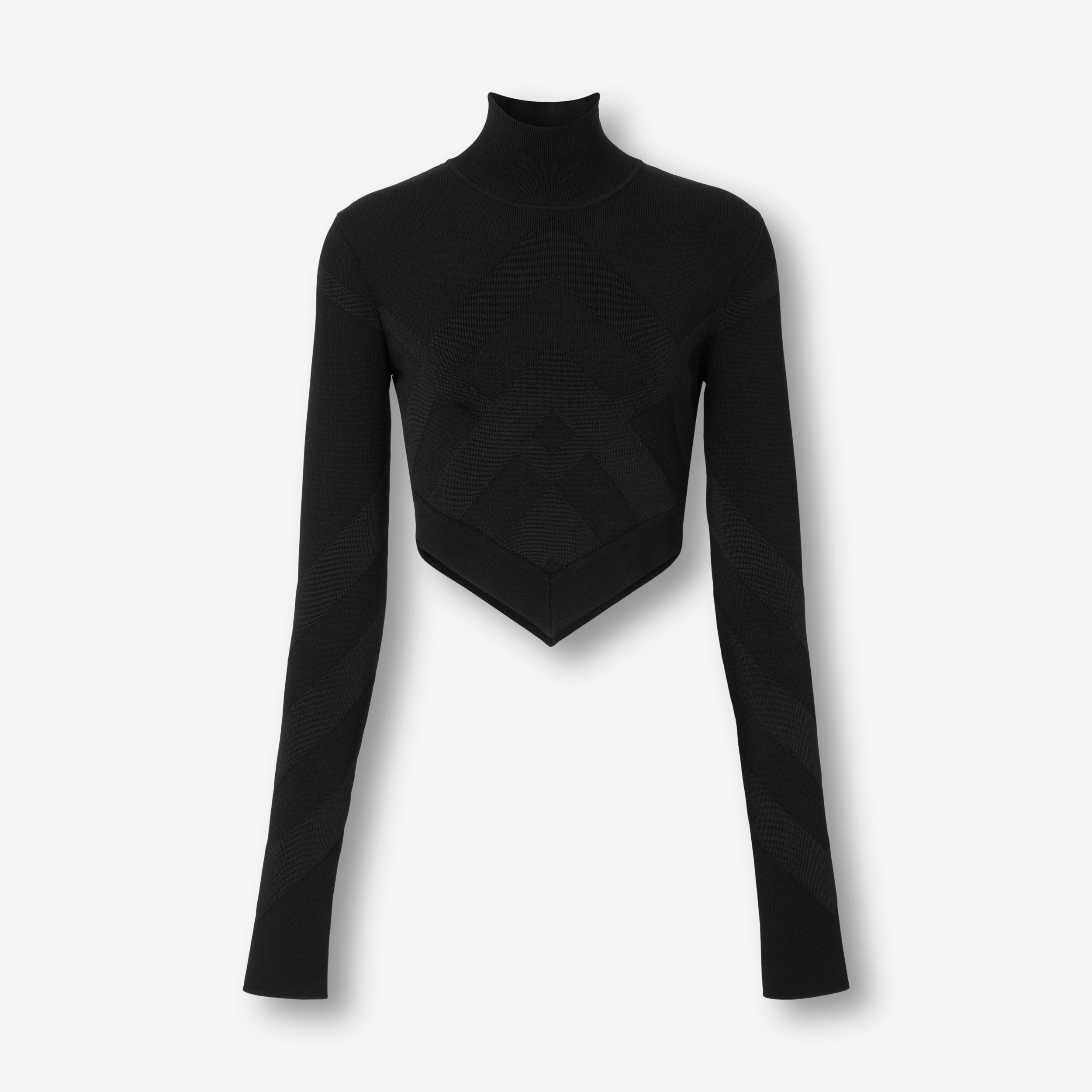 Camiseta de cuello alto con cuadros estilo zigzag (Negro) - Mujer | Burberry® oficial - 1