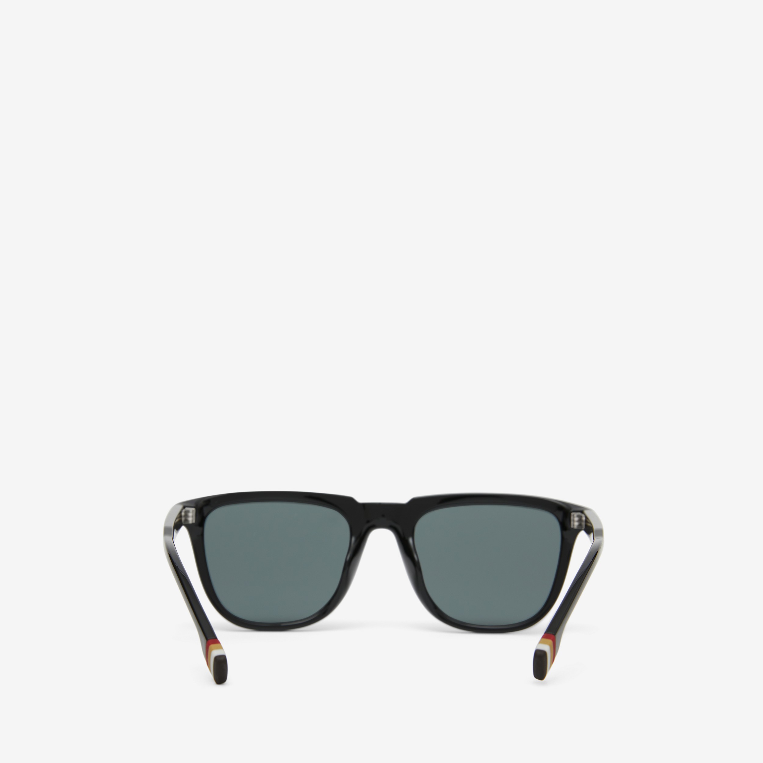 Óculos de sol com armação quadrada e detalhe de listras (Preto) - Homens | Burberry® oficial - 3