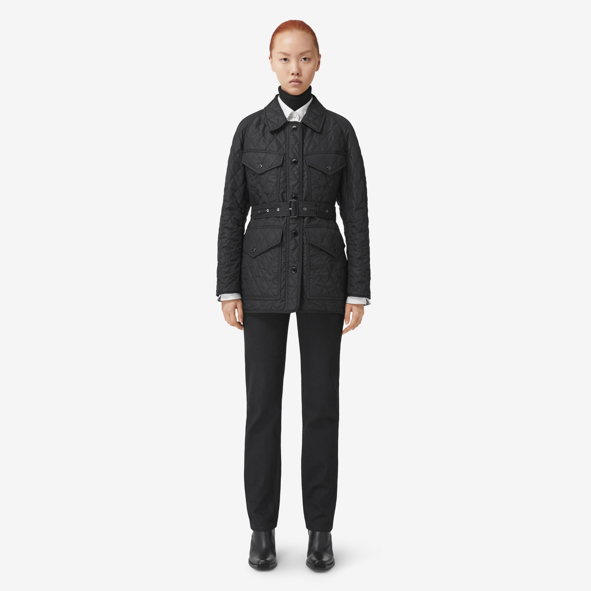 Jaqueta estilo militar de lona de nylon em matelassê (Preto) - Mulheres | Burberry® oficial - 2