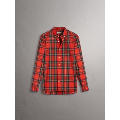 red burberry button down