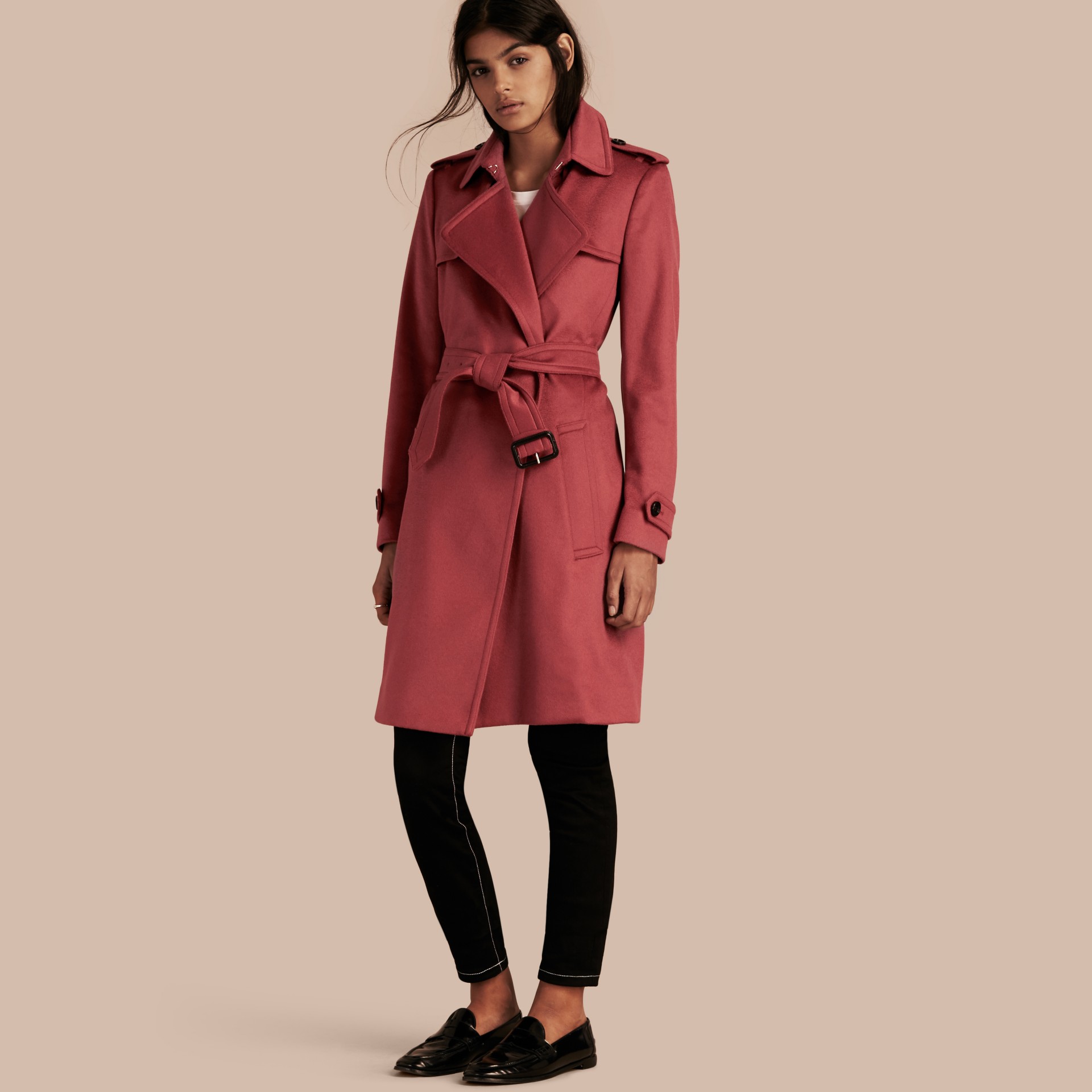 Cashmere Wrap Trench Coat in Dusty Peony Rose | Burberry United States