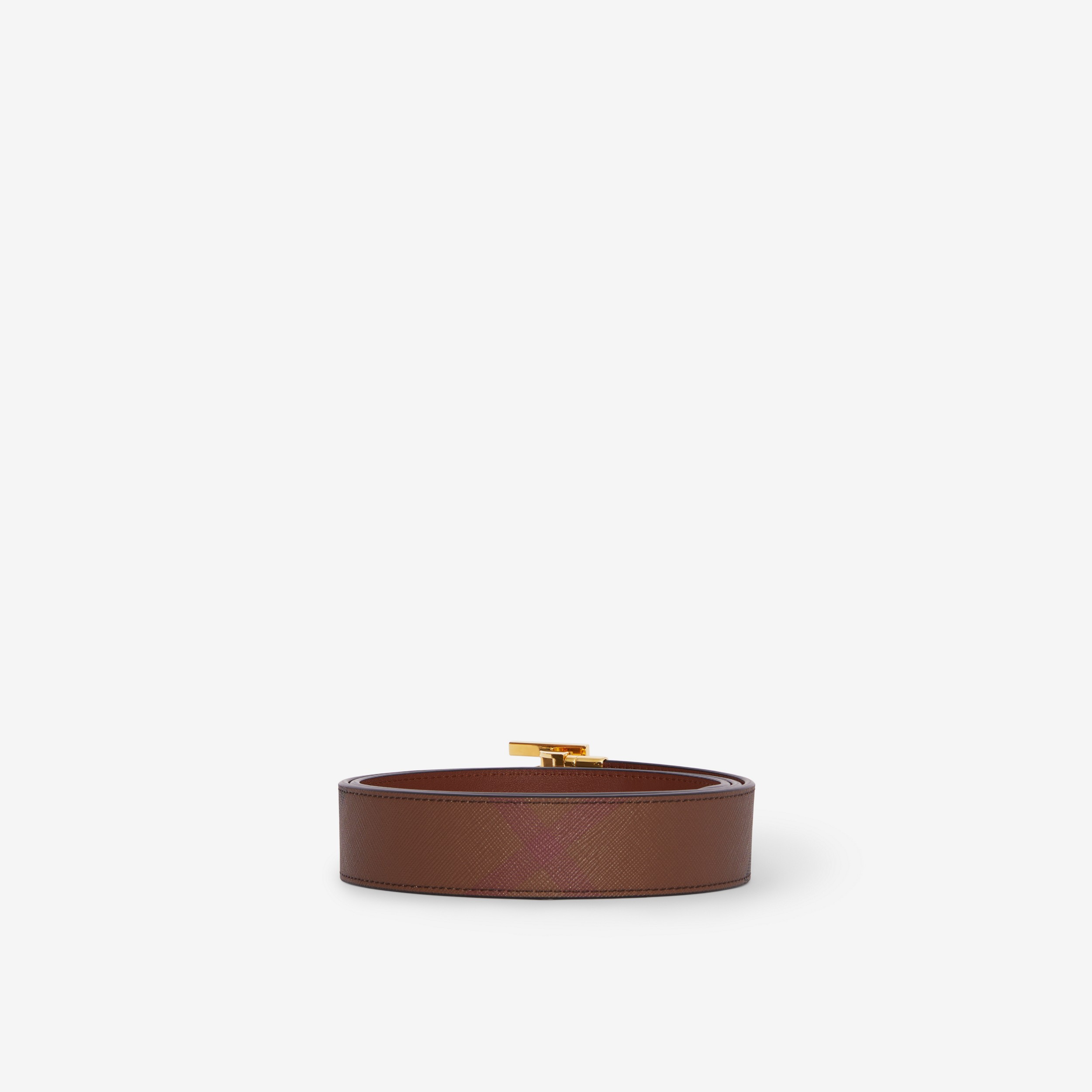 Check and Leather Reversible TB Belt in Dark Birch Brown - Men | Burberry® Official - 2