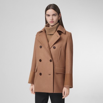 women's camel colored peacoat