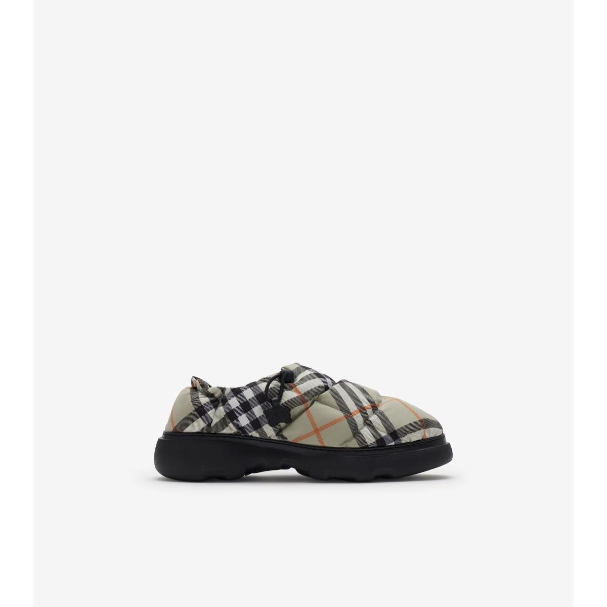 Burberry Pillow Check Motif Slippers In Light Sage