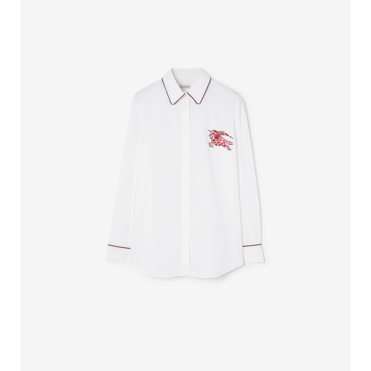  Embroidered Classic Fit Heart Knight Cotton Shirt