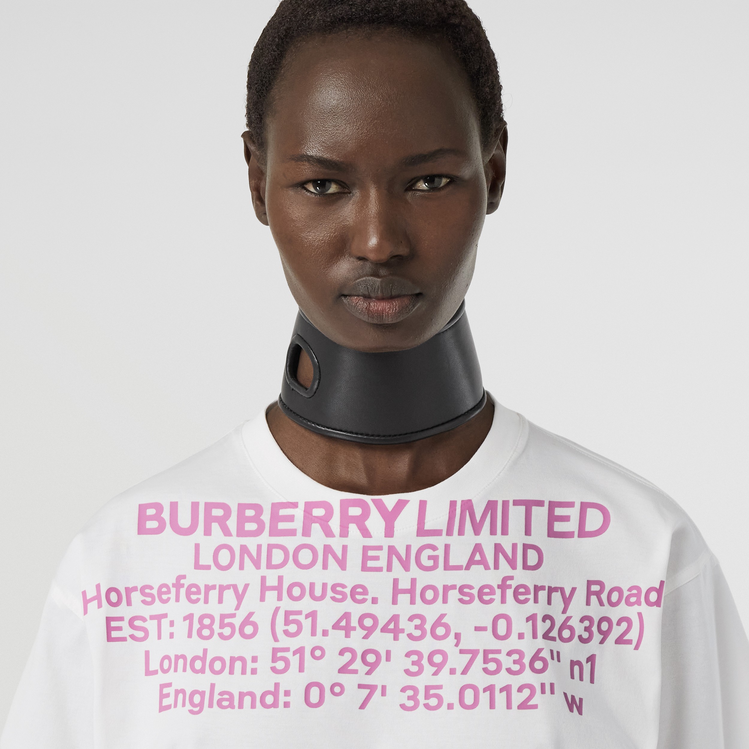 Location Print Cotton Oversized T-shirt in White - Women | Burberry® Official - 2