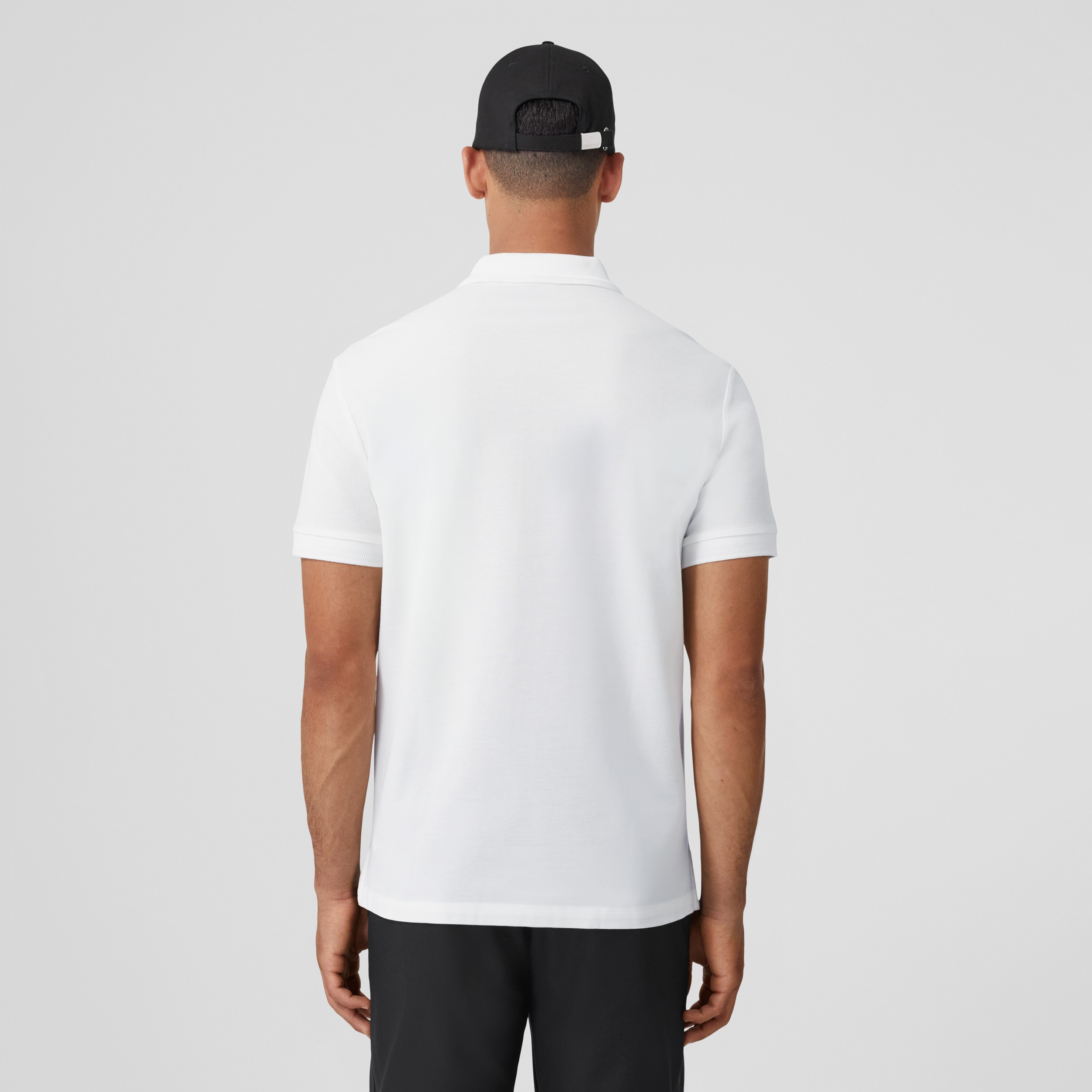 Monogram Motif Cotton Piqué Polo Shirt in White - Men | Burberry® Official - 3