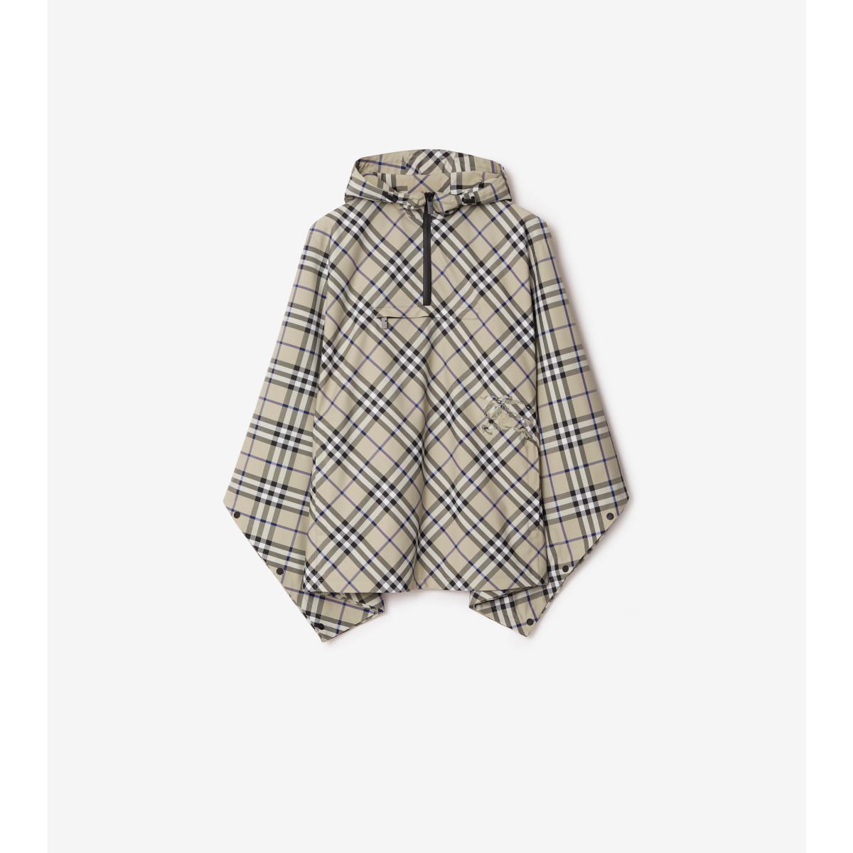 Shop Burberry Check Cape In Lichen