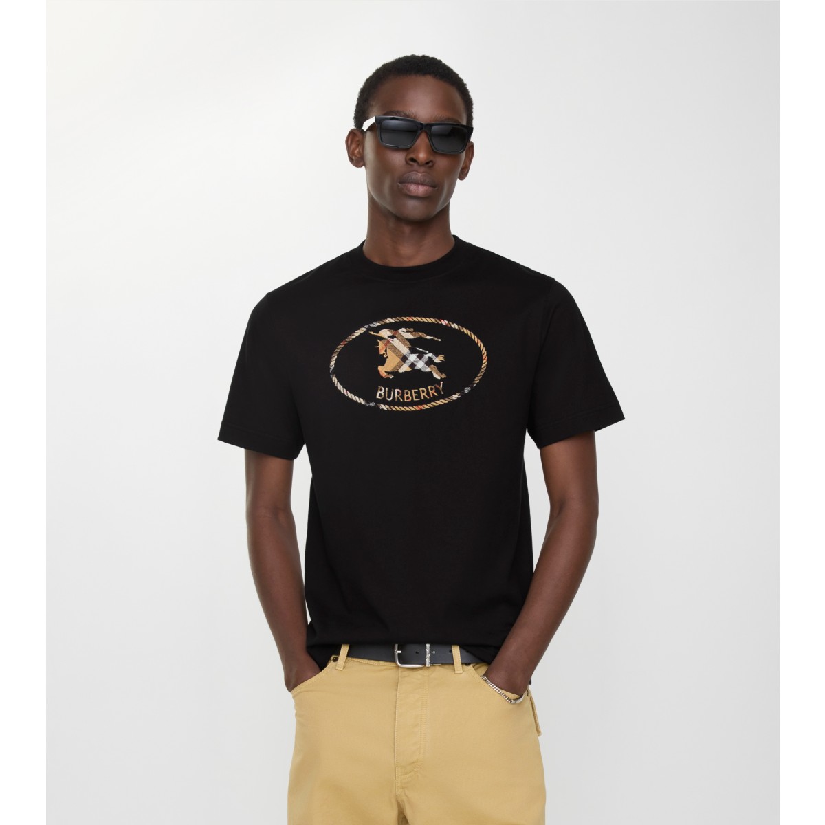  Check Knight Stamp Cotton T-shirt