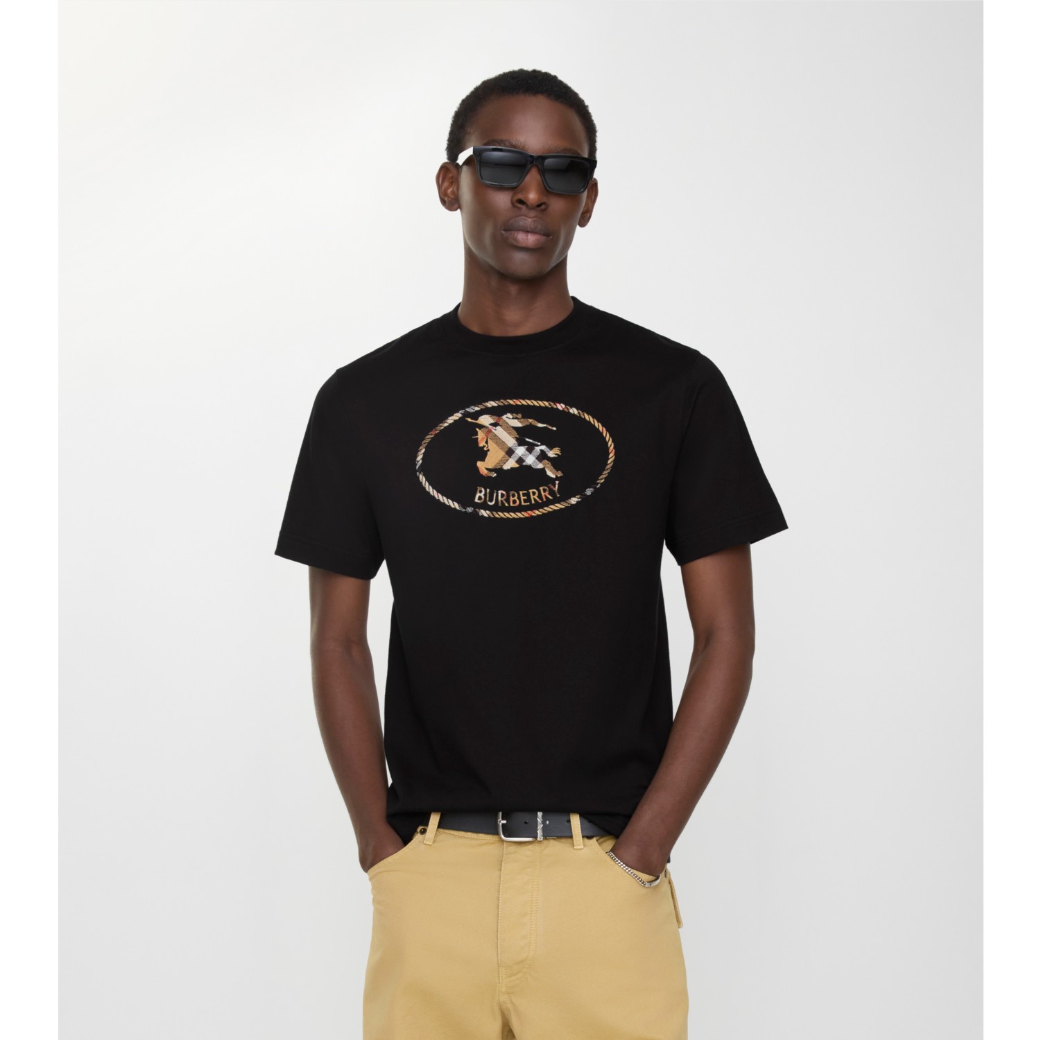 Check Knight Stamp Cotton T-shirt