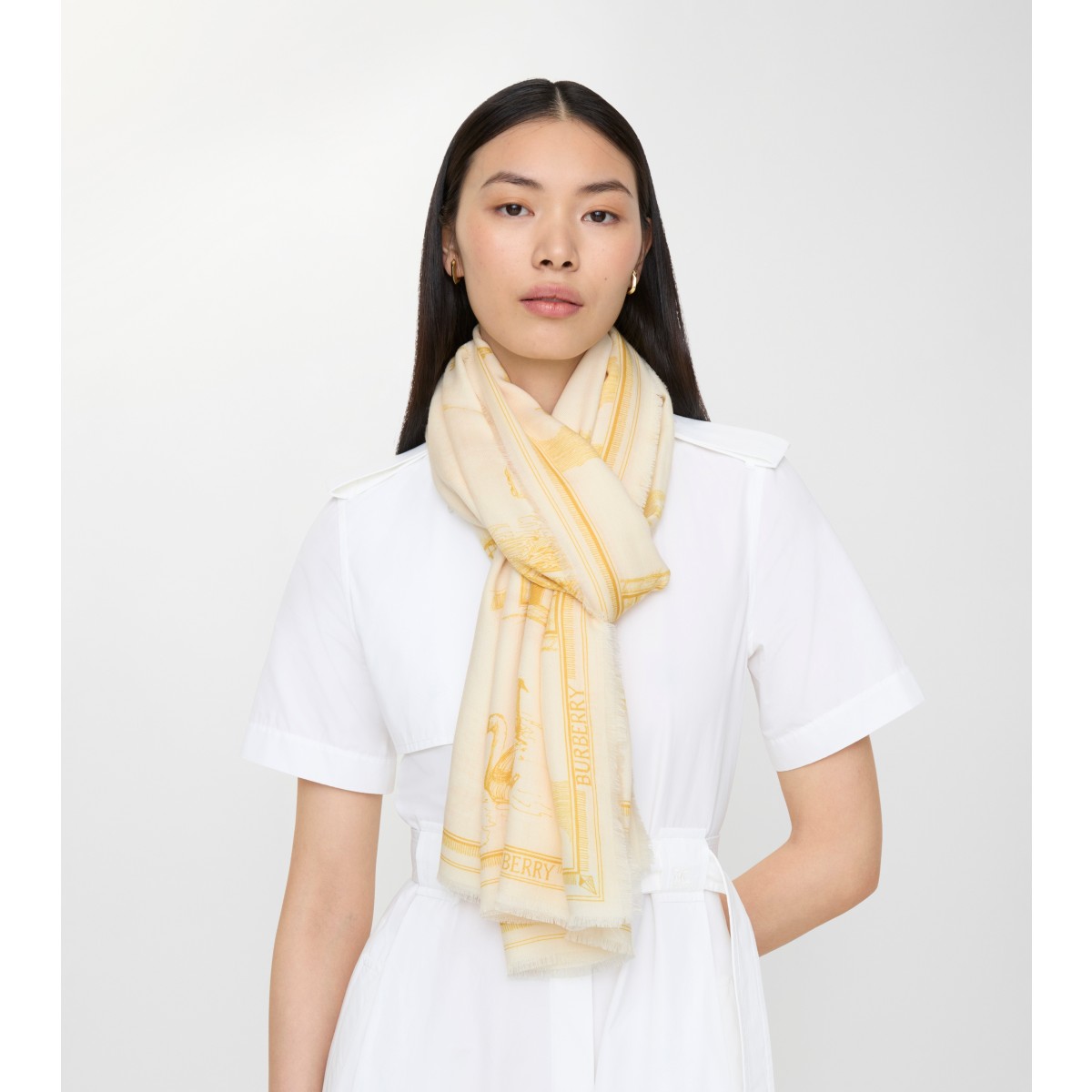  Printed London Landmarks Wool Silk Scarf