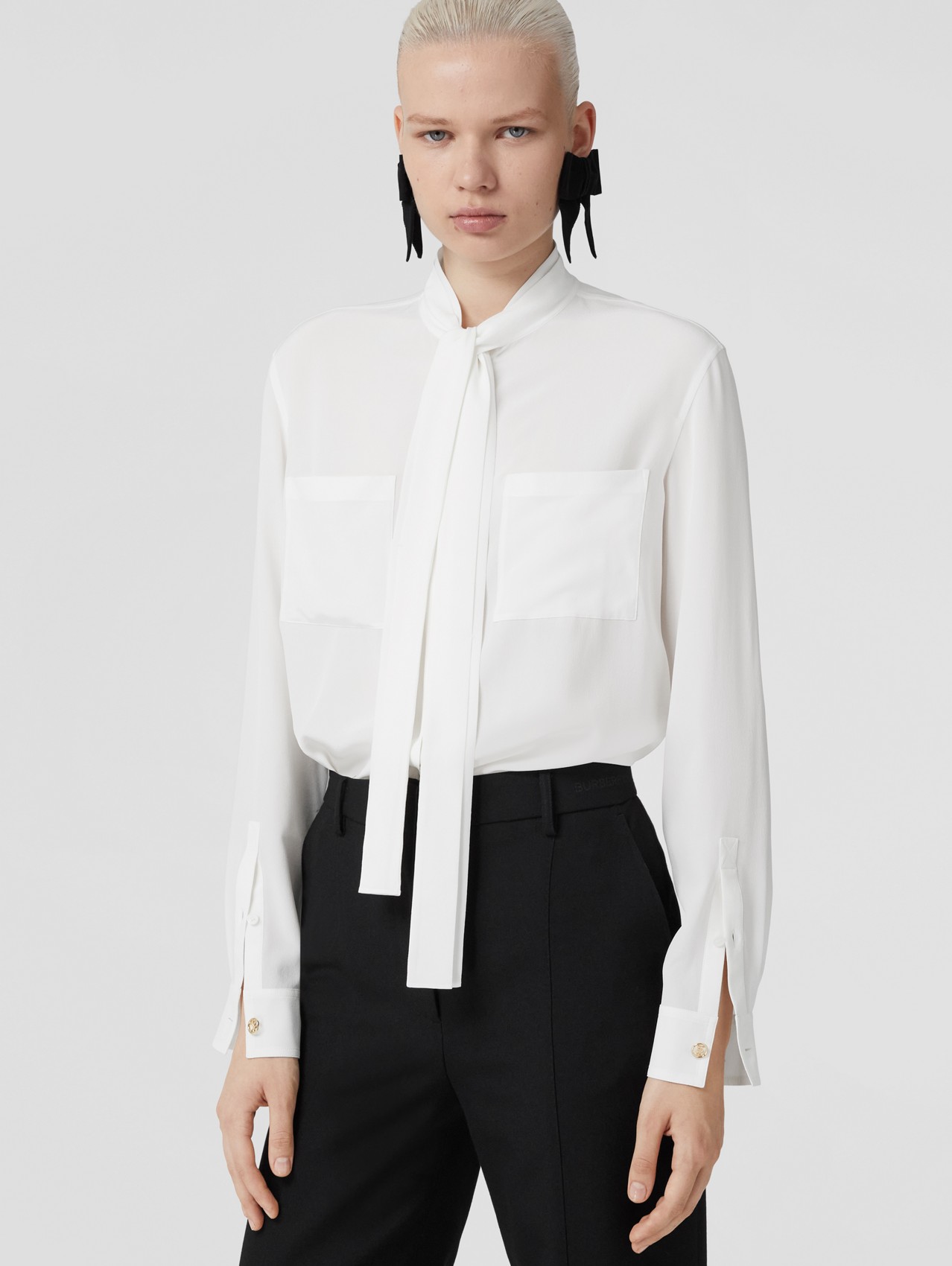Burberry Monogram-print Silk Pyjama Shirt in White Womens Clothing Tops Shirts 