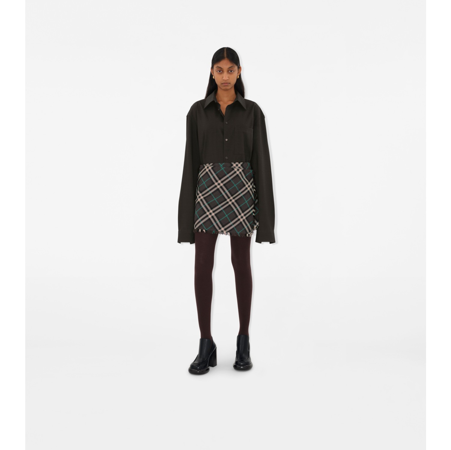 Check Wool Blend Mini Kilt in Snug Women Technical Burberry Official