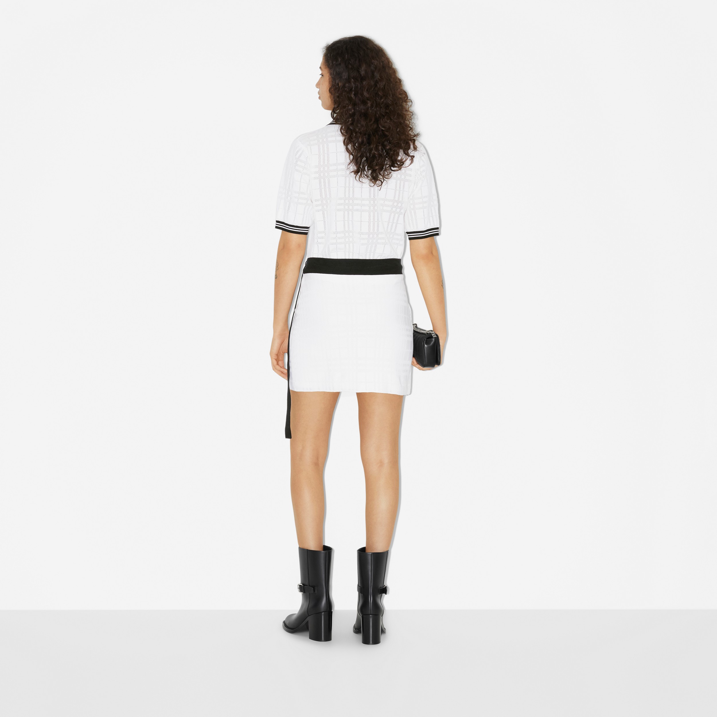 Check Technical Cotton Polo Shirt in White - Women | Burberry® Official - 4