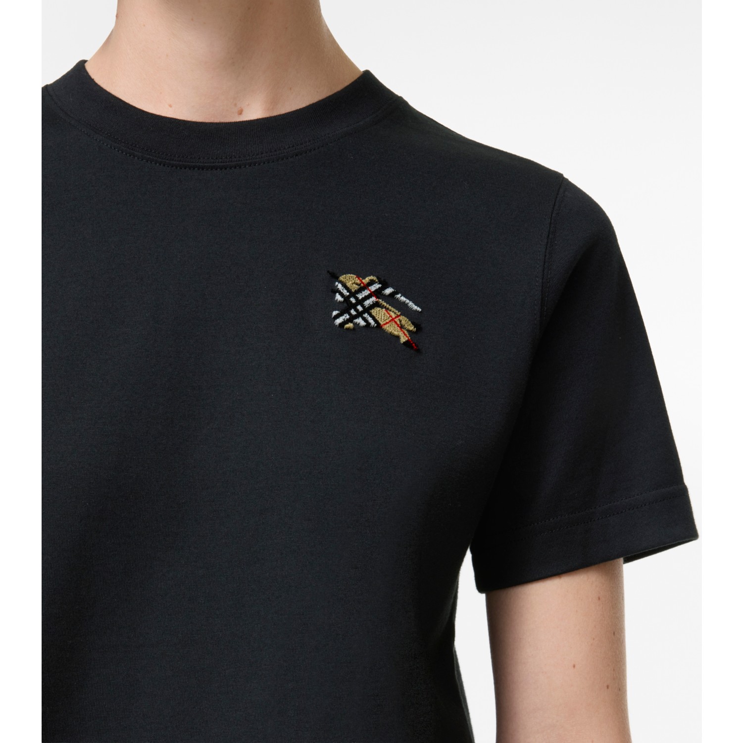 Knight Check Cotton T-shirt in Black - Women | Burberry® Official