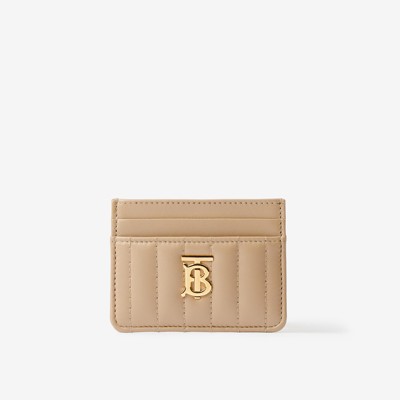 Burberry Quilted Leather Lola Card Case In Oat Beige