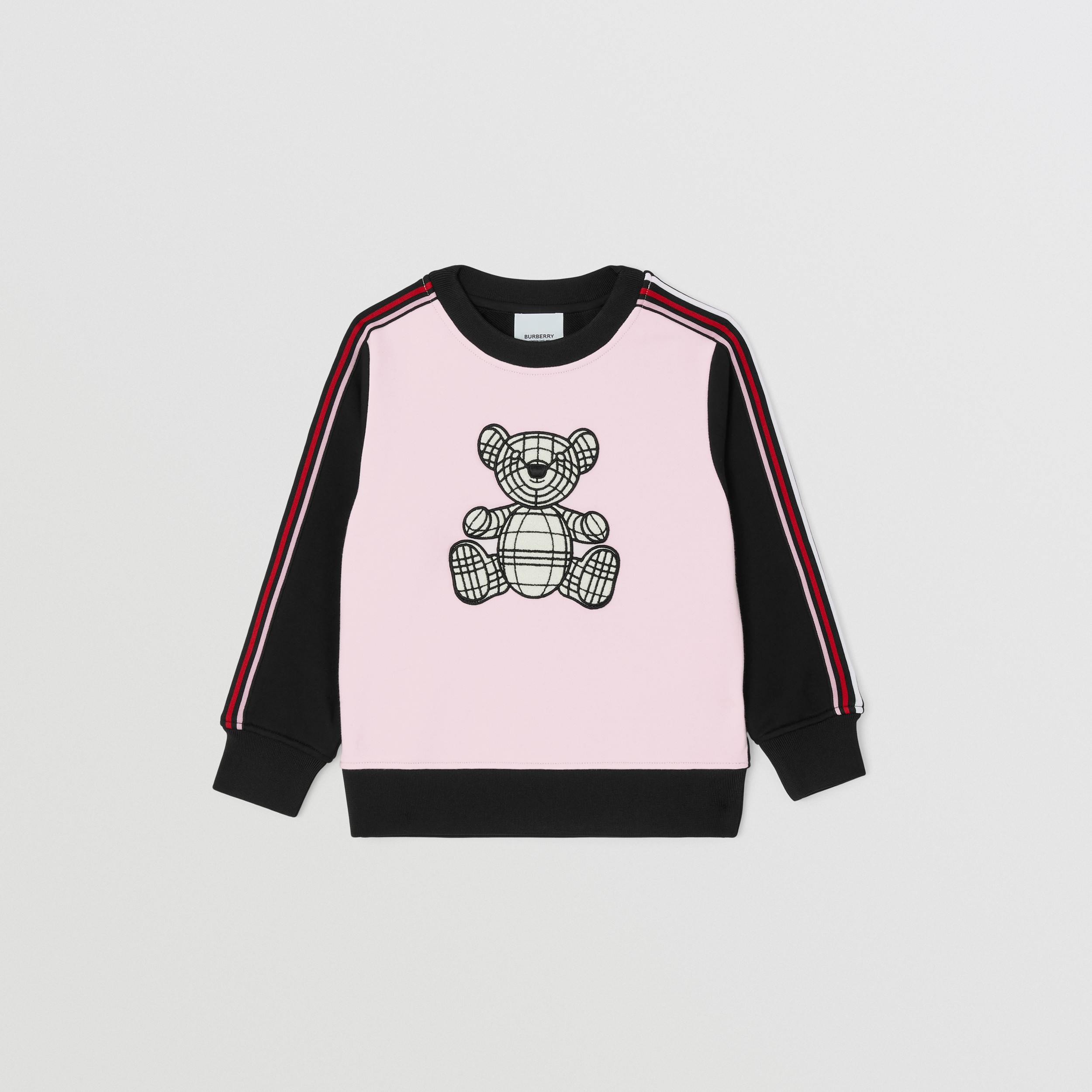 Thomas Bear Appliqué Two-tone Cotton Sweatshirt in Pale Candy Pink | Burberry® Official