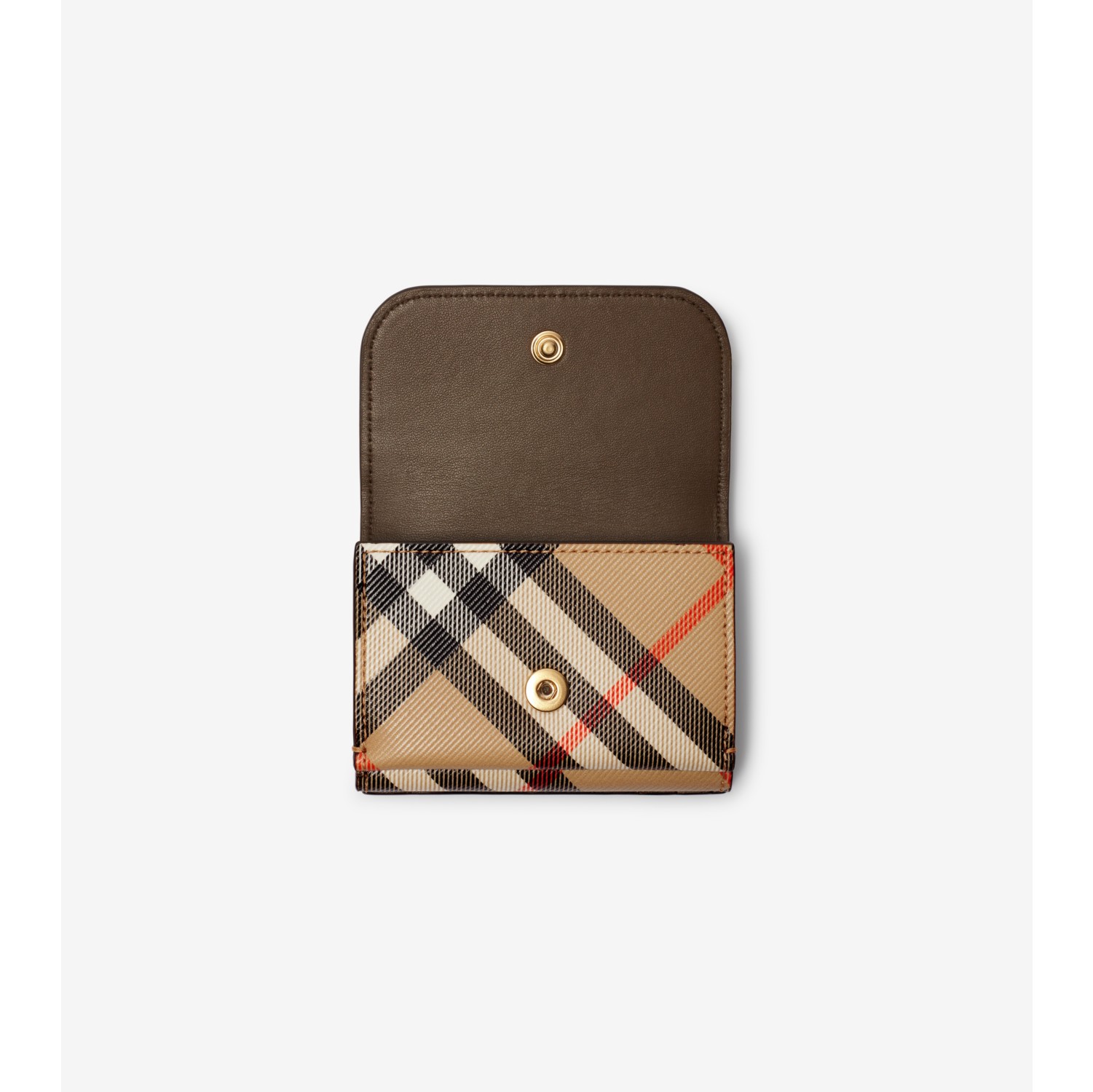 Check Compact Wallet in Sand Women Burberry Official