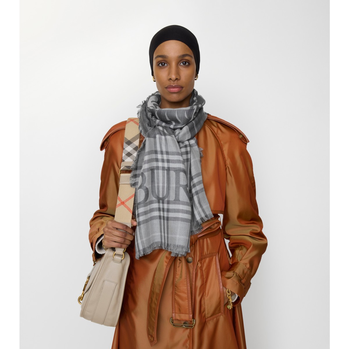  Check Wide EKD Wool Silk Scarf