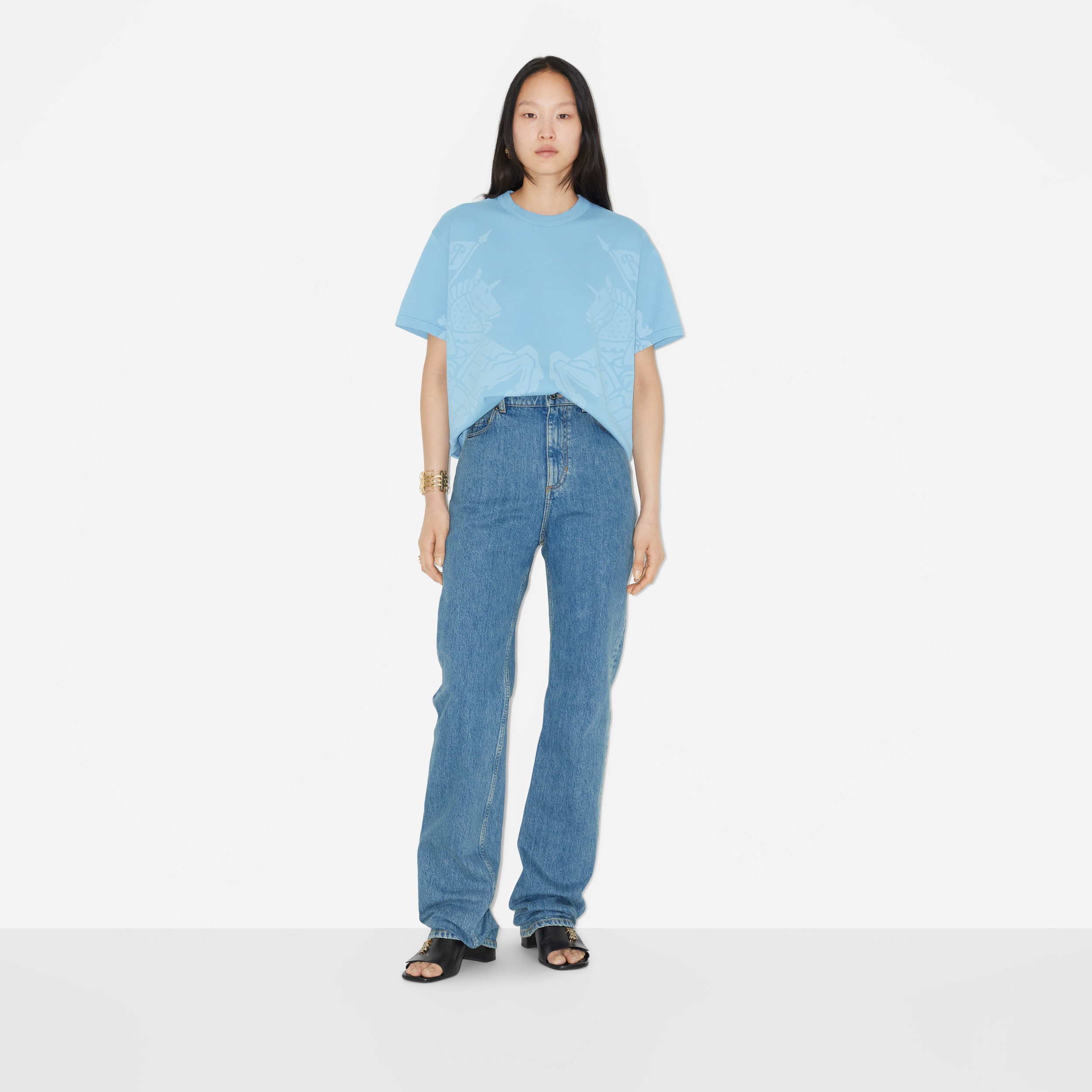 Calças jeans com corte reto (Azul Médio) - Mulheres | Burberry® oficial - 2