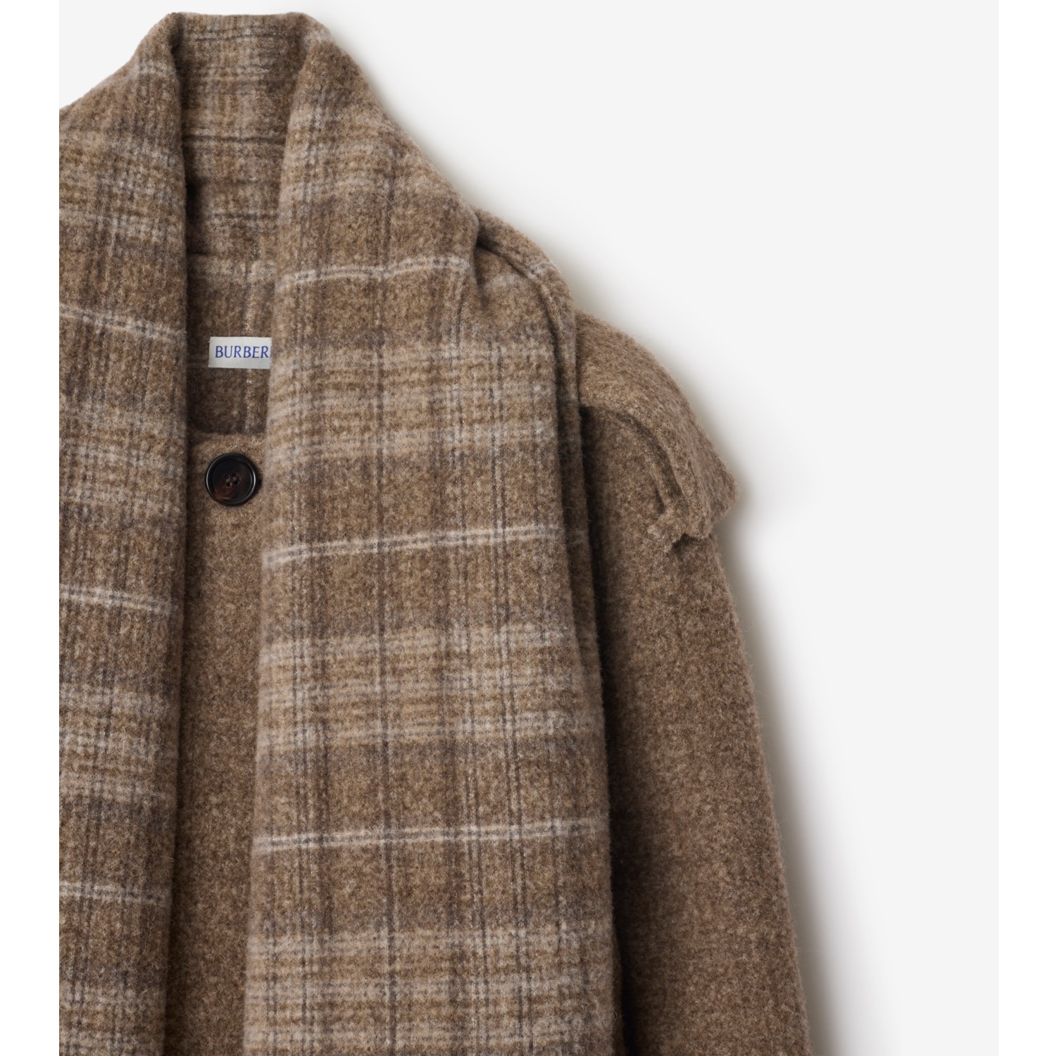 Detachable Scarf Wool Blend Jacket