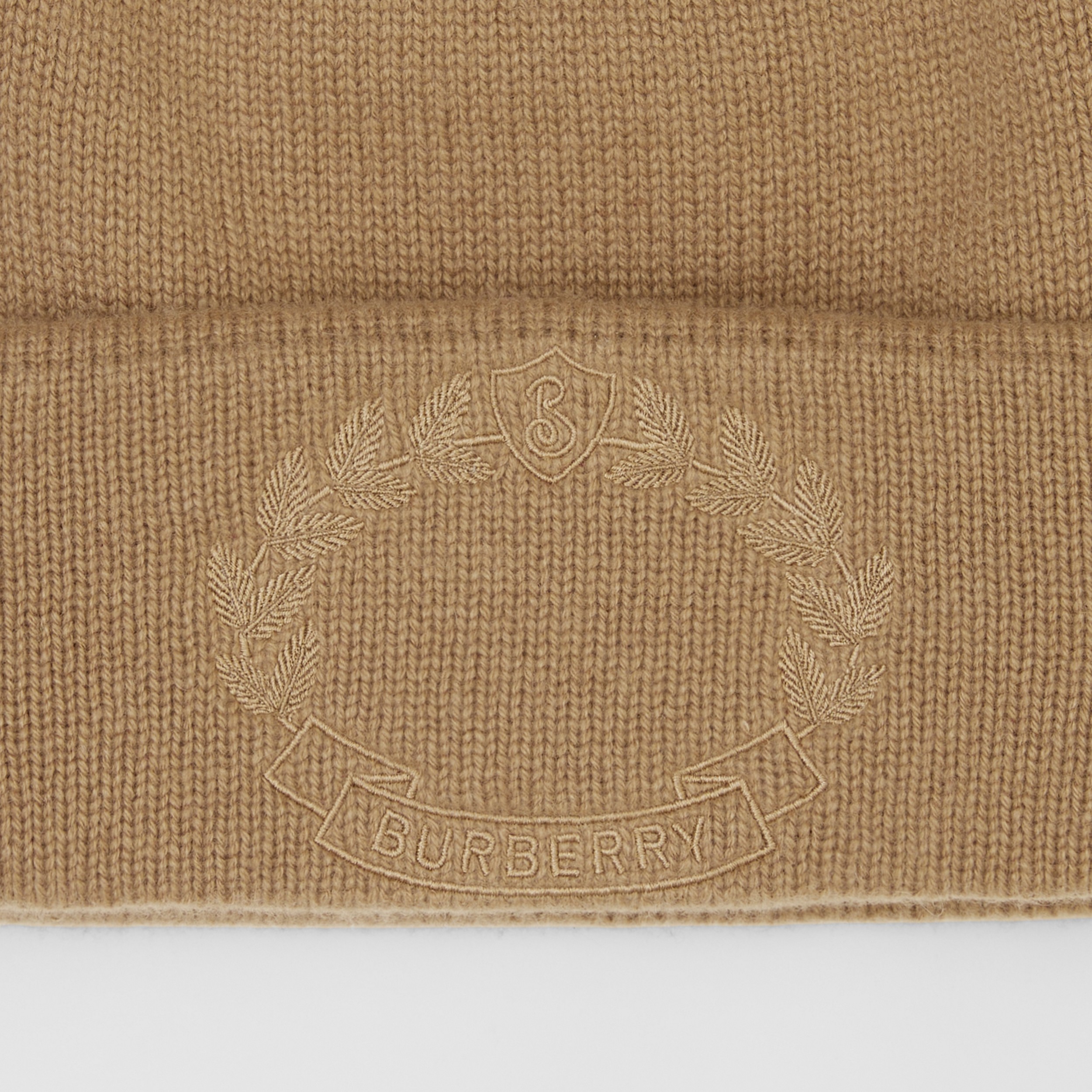 Oak Leaf Crest Cashmere Beanie in Camel | Burberry® Official - 2