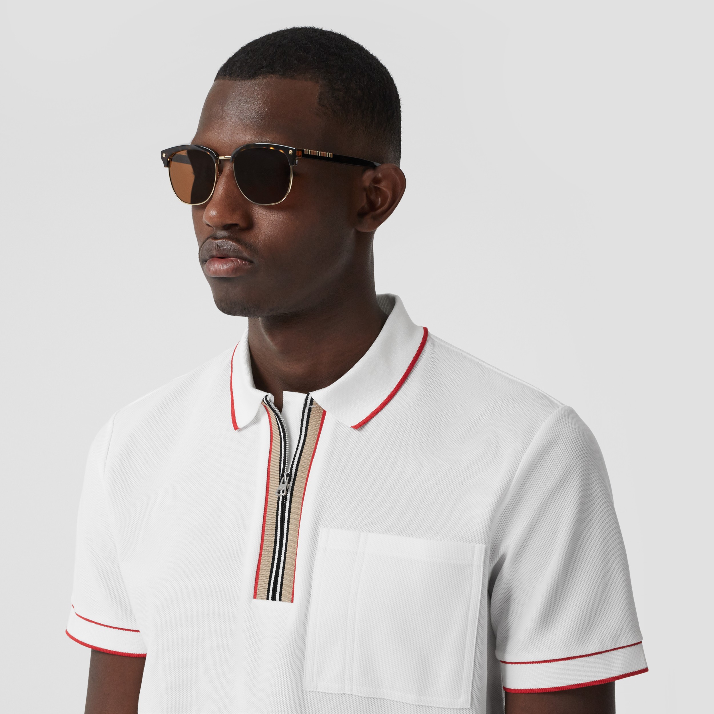 zipper front polo shirt