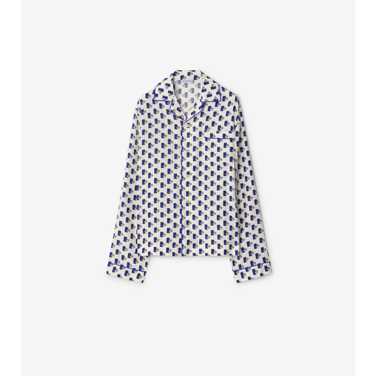 Shop Burberry Postbox Silk Pyjama Shirt In Knight