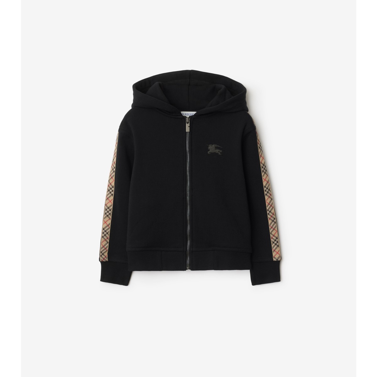Burberry Childrens Check Trim Cotton Zip Hoodie