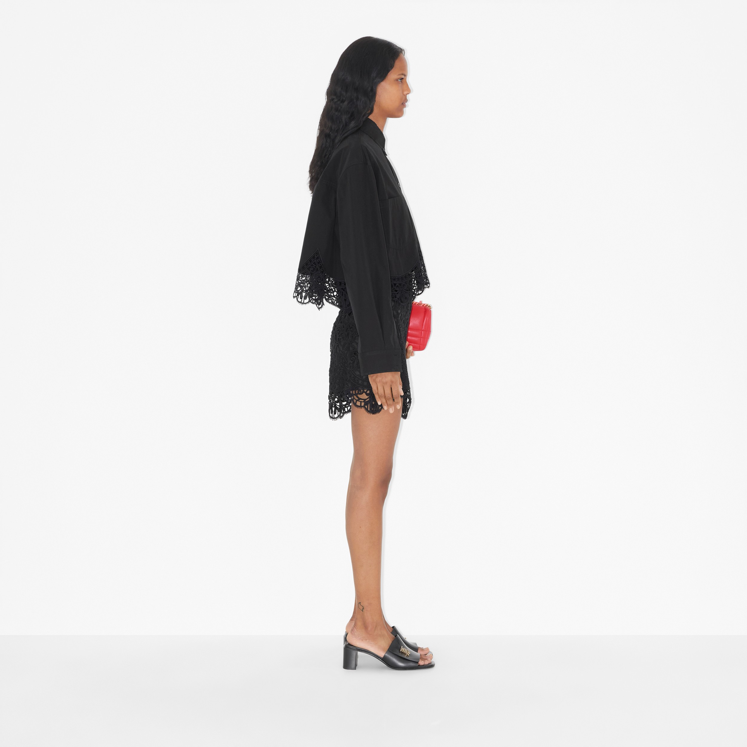 Macramé Lace Shorts in Black - Women | Burberry® Official - 3