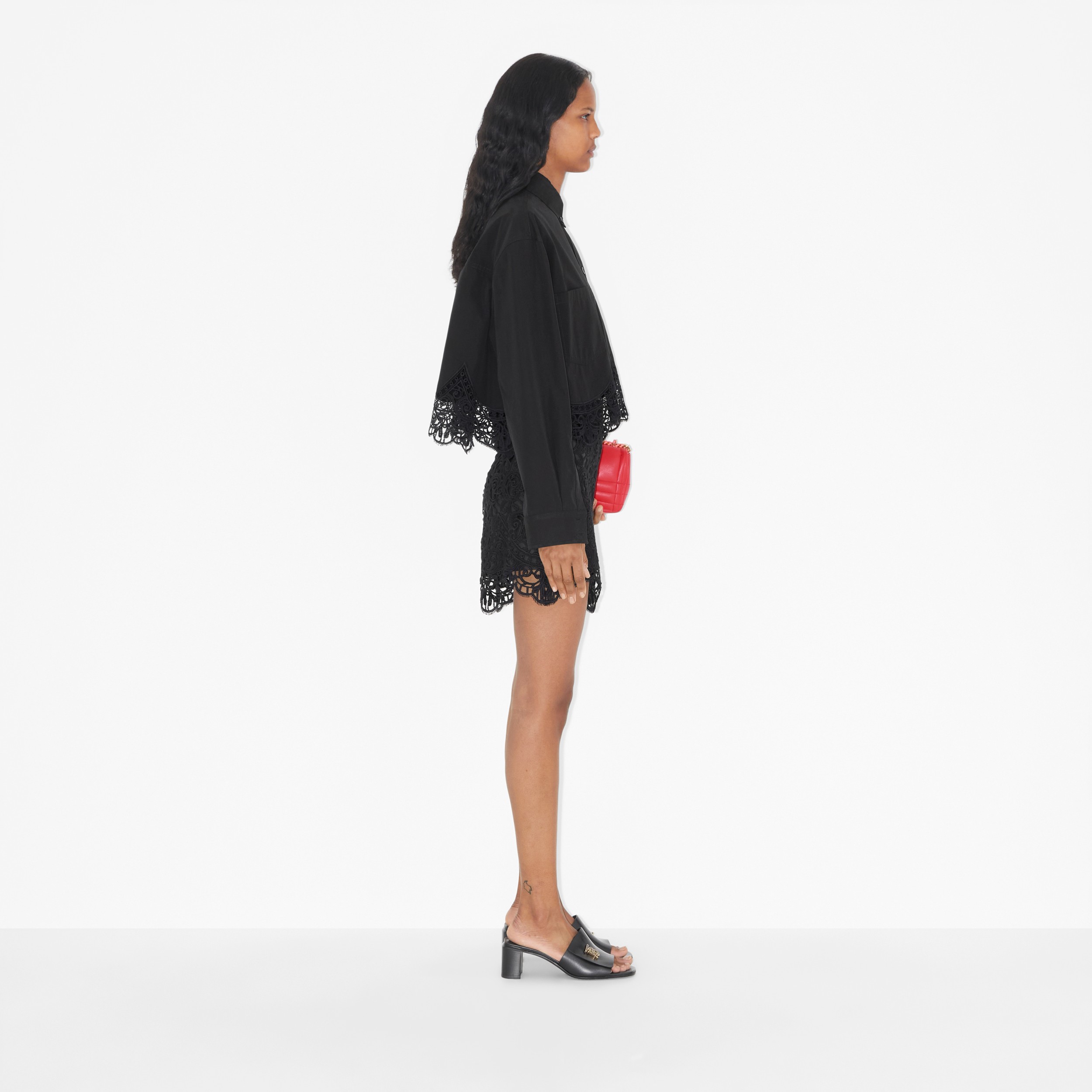Short de renda macramê (Preto) - Mulheres | Burberry® oficial - 3