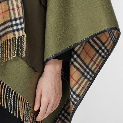 burberry check wool cashmere cape