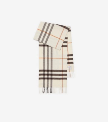 Check Cashmere Scarf in Pebble white | Burberry® Official