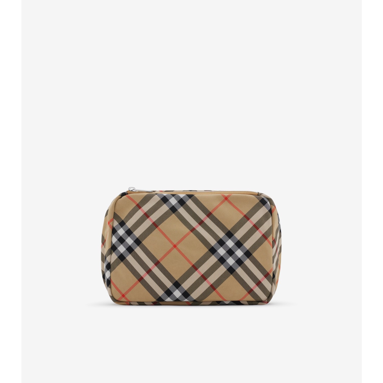 Check Travel Pouch in Sand Men Nylon Burberry Official