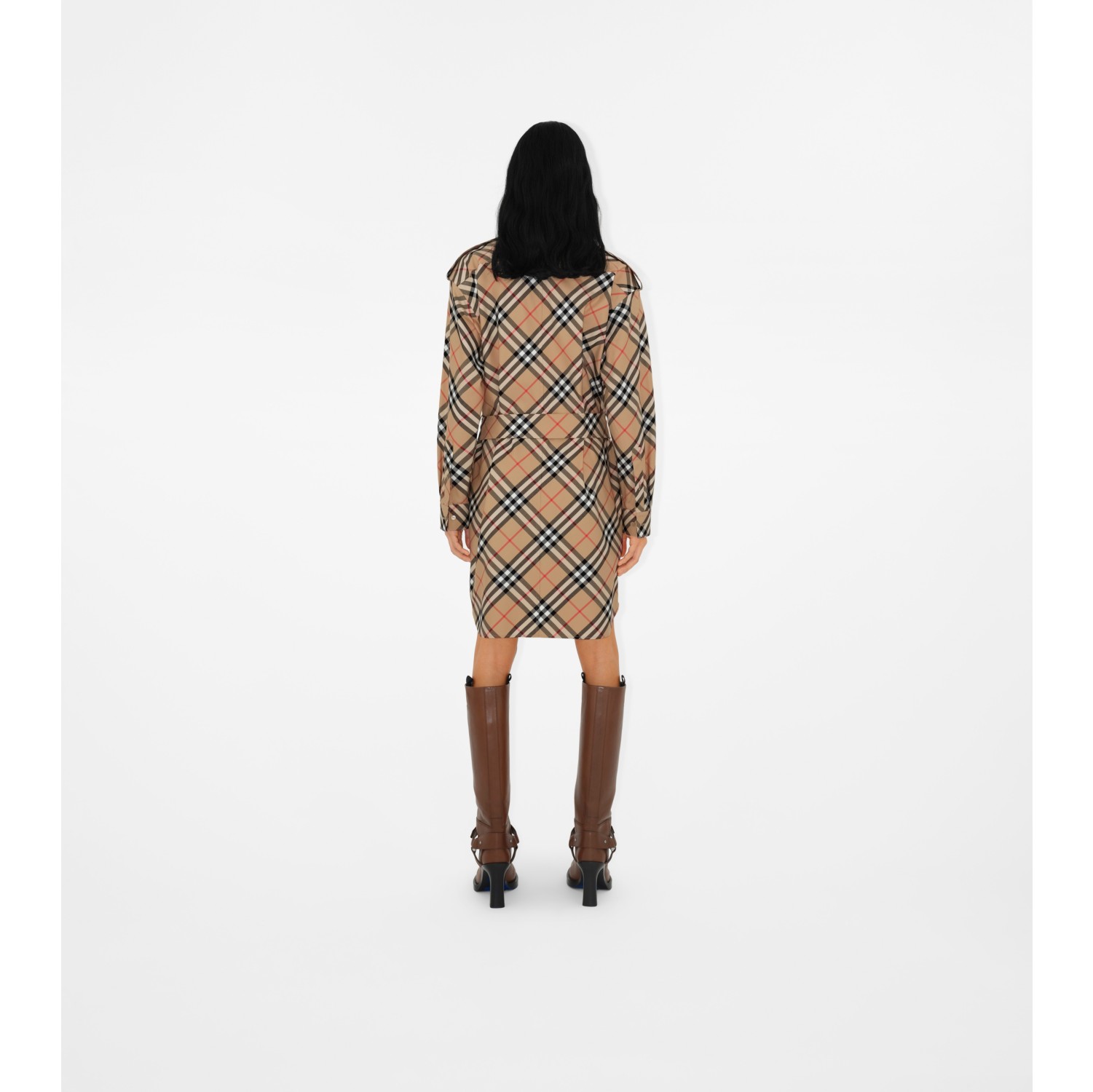 Check Cotton Shirt Dress in Sand - Women | Burberry® Official