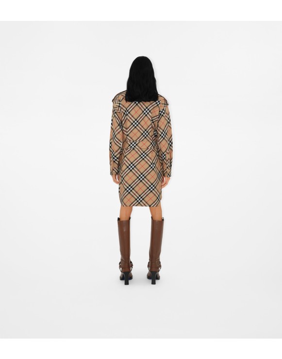 Vestido estilo camisa de algodão em Check