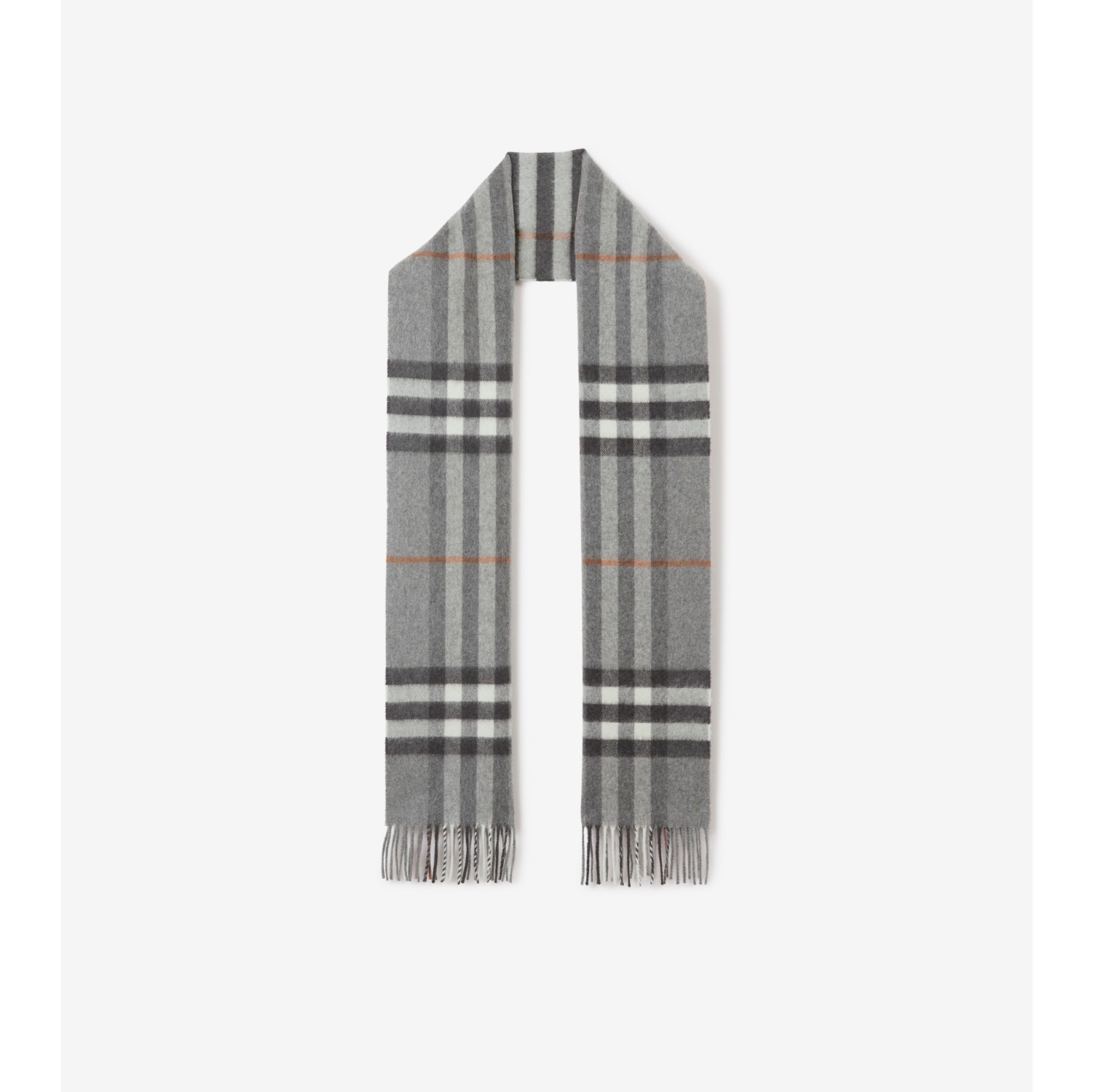 Burberry Cashmere Check and TB Monogram Scarf - Grey - One Size