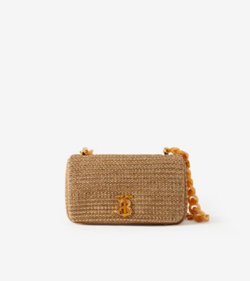 Burberry Lola Small Woven Raffia Shoulder Bag in Natural