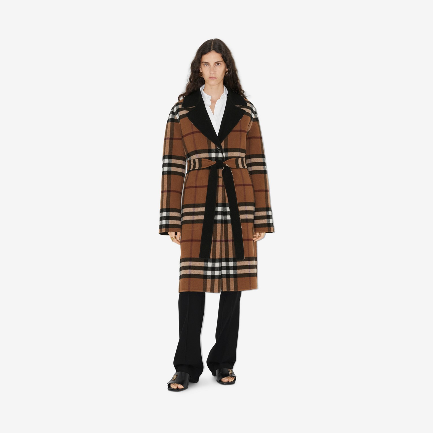 Cappotto reversibile in lana con motivo tartan (Marrone Betulla) - Donna | Sito ufficiale Burberry®