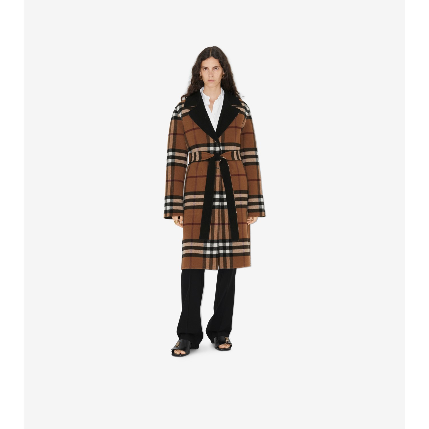 Burberry check store wool coat