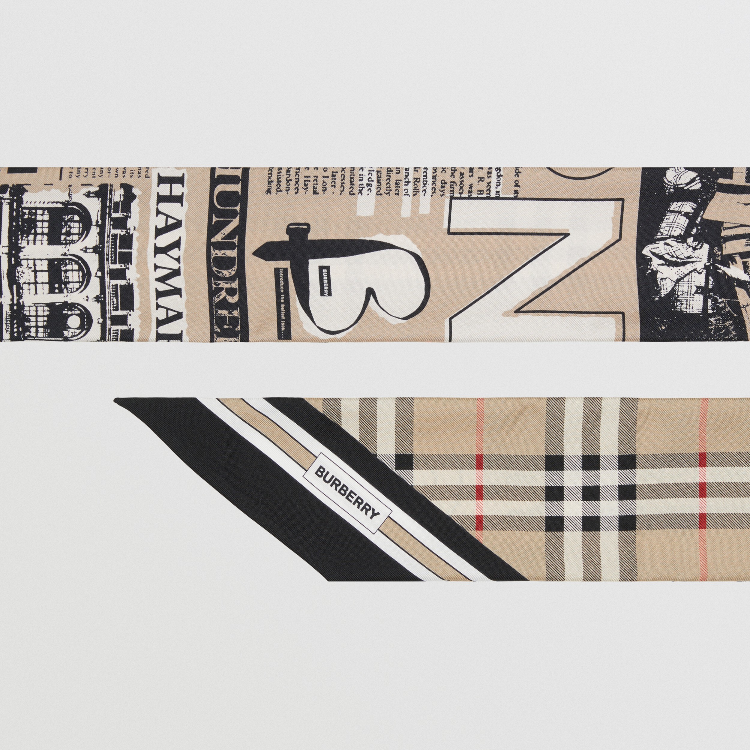 Montage Print Silk Skinny Scarf in Archive Beige | Burberry® Official - 2