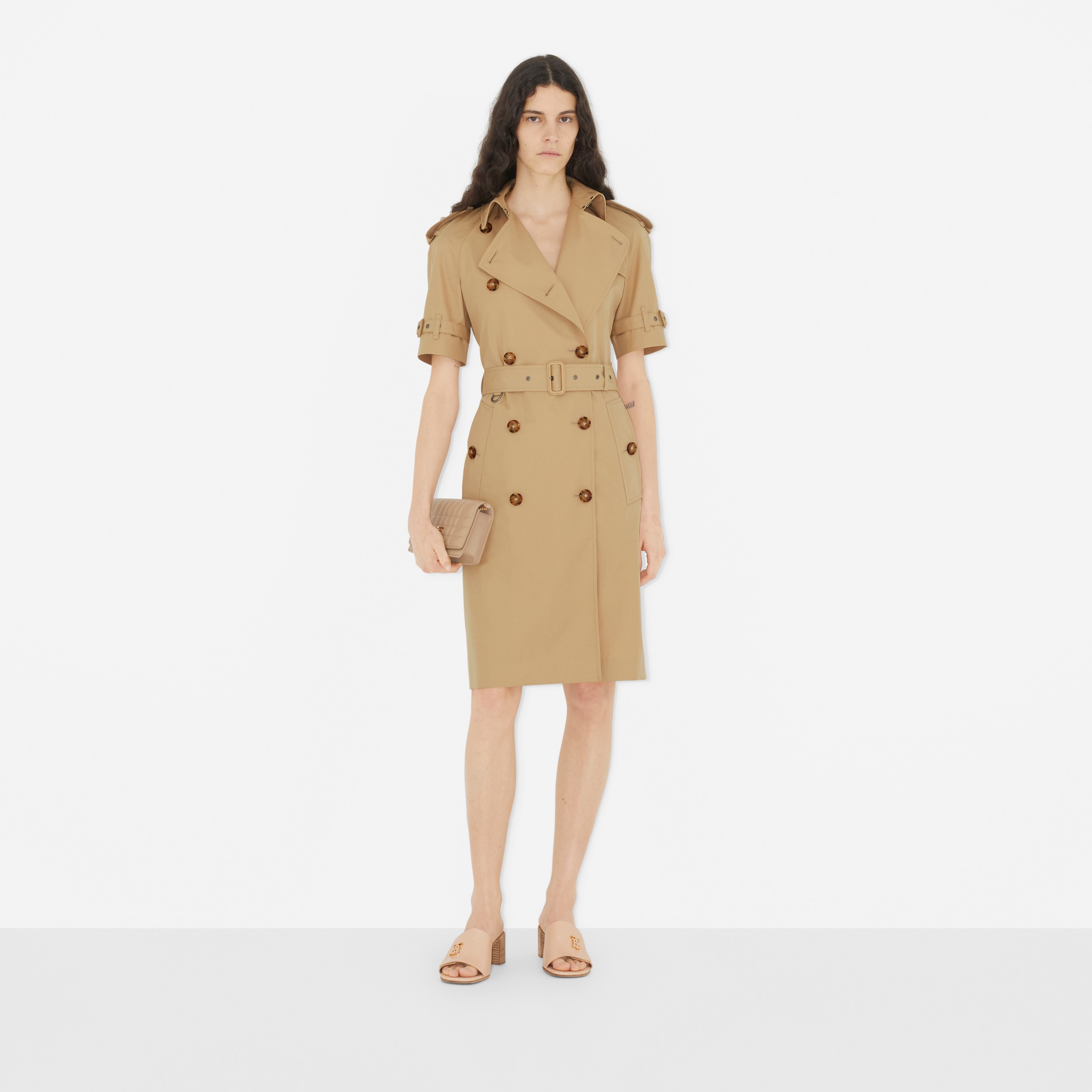 Vestido estilo trench en algodón de gabardina tropical (Rosa Beige Suave) - Mujer | Burberry® oficial - 2