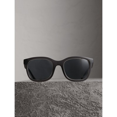 burberry check detail square frame sunglasses