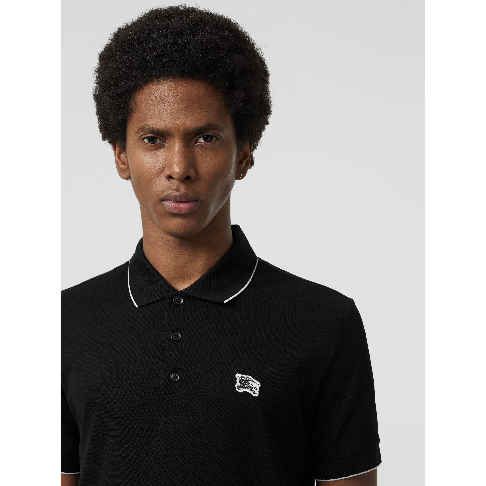 mens black burberry polo