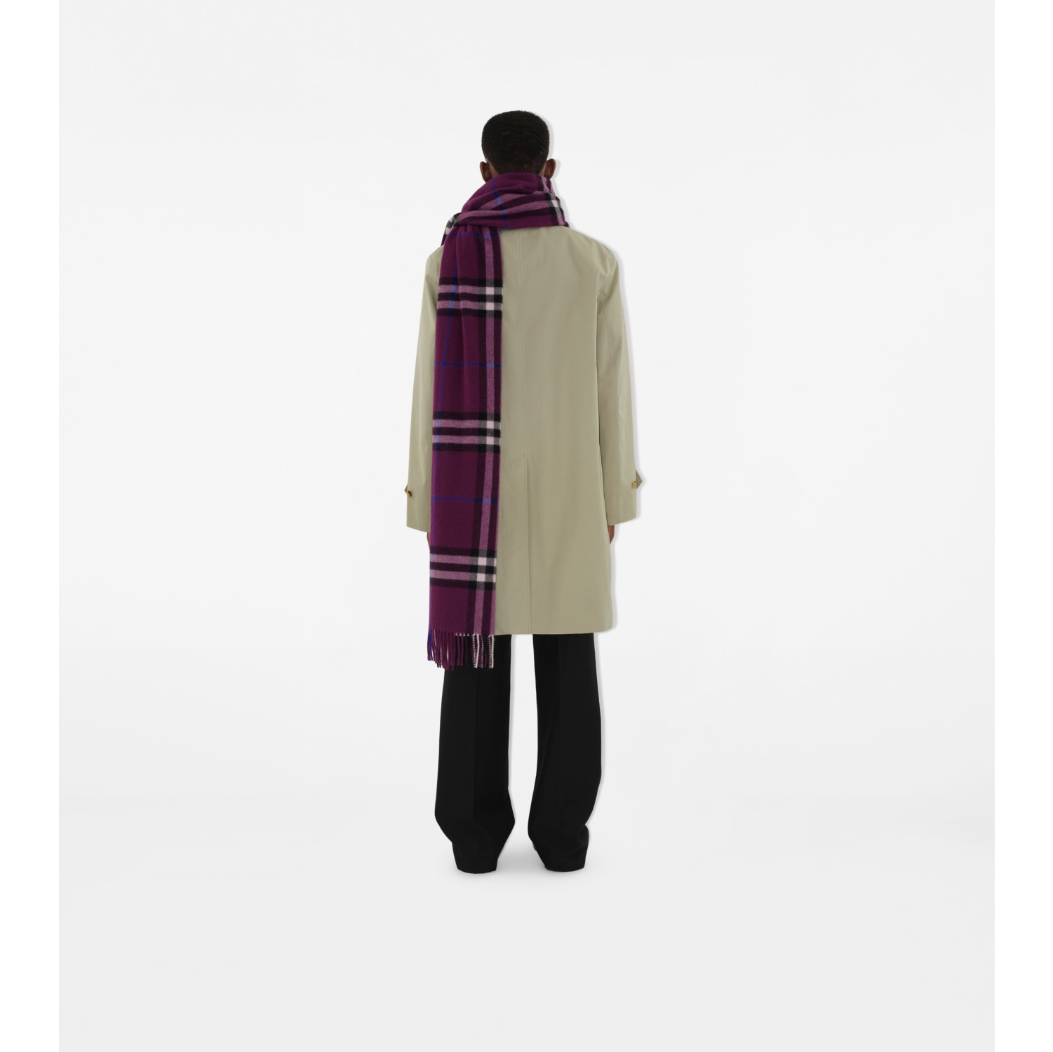 Wide Check Cashmere Scarf