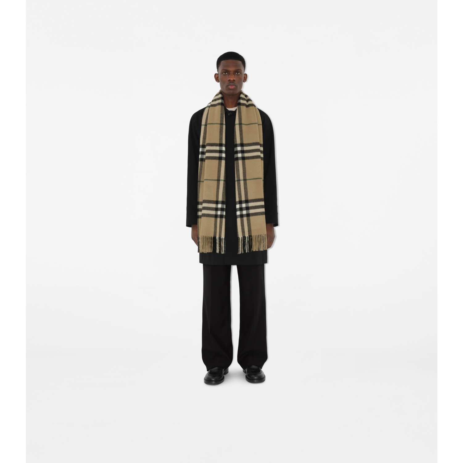 Wide Check Cashmere Scarf